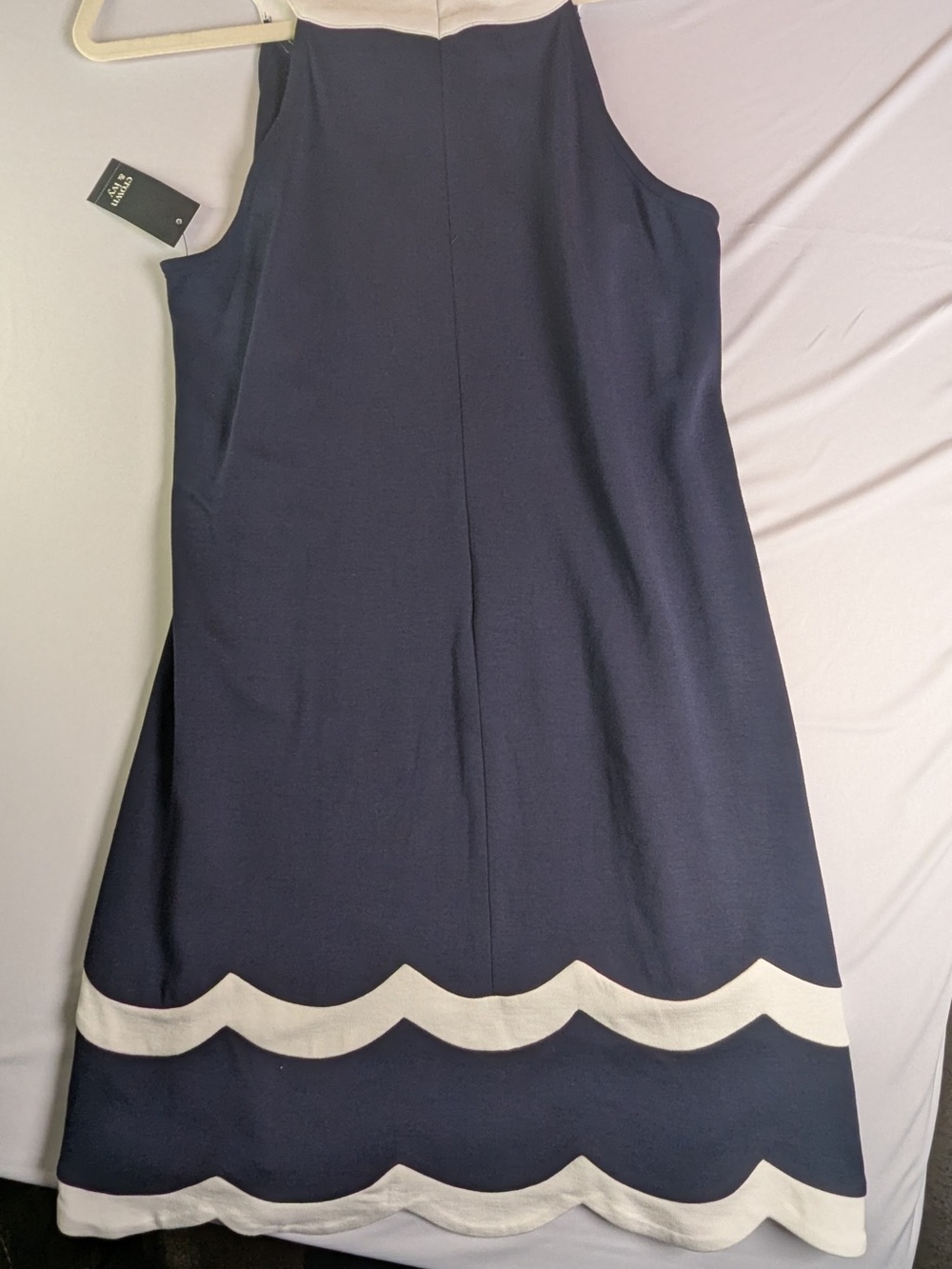 Crown & Ivy Navy and White Scallop-Trim Sleeveless Dress - Picture 4 of 6